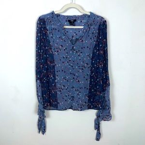 PAIGE 100% Silk Floral Long Sleeve Blouse Size Medium